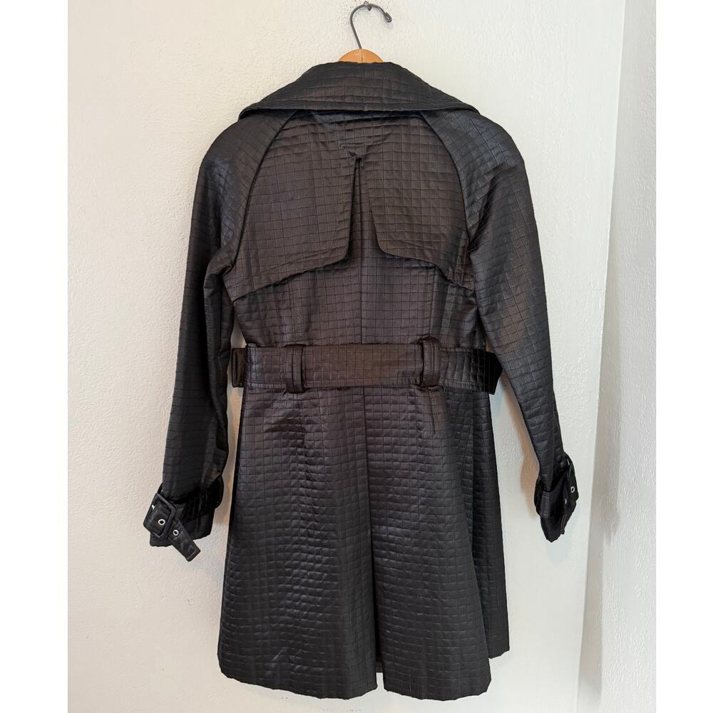 Women's Runway New York Black Belted Long Trench Coat Jacket Size Medium - Picture 3 of 7